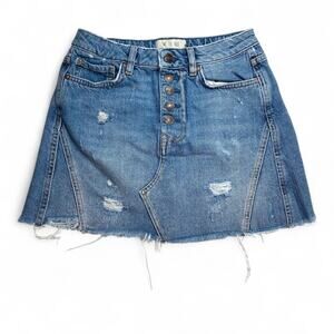 We The Free Free People : Raw Hem Distressed Denim Mini Skirt : 26